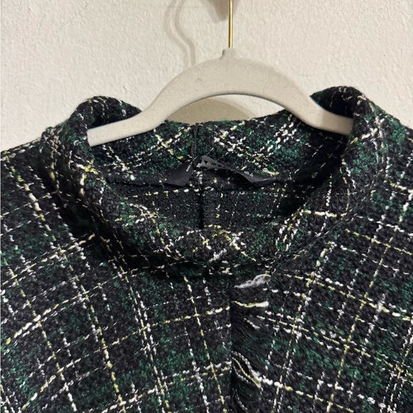 Zara Women's  Green and Black Tweed Pullover Top - Picture 7 of 12